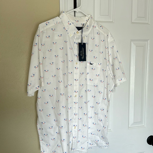 Men’s vineyard vines, classic fit short sleeve shirt, palm, and hammock XL NWT - Picture 2 of 6